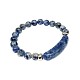 Braccialetti elasticizzati con perline di diaspro naturale a macchie blu per donna e uomo MZ7269-01-1