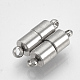 201 Stainless Steel Magnetic Clasps with Loops STAS-S103-06-1