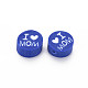 手作り樹脂粘土ビーズ  母の日のテーマ  ママの言葉でフラットラウンド  ブルー  8~9.5x3.5~4.5mm  穴：1.5mm X1-CLAY-T019-11C-4