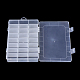 プラスチックビーズ収納ケース  調整可能な仕切りボックス  取り外し可能な24コンパートメント  長方形  透明  21x14x3.6cm CON-Q026-03A-3