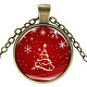 Weihnachtsthema Glas Anhänger Halsketten NJEW-J056-B948-AB-1