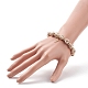 Wood & Synthetic Hematite Beaded Stretch Bracelet with Brass Cross Charms BJEW-JB08488-3