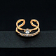 Fashion Style Real 18K Gold Plated Brass Hollow Cubic Zirconia Cuff Rings RJEW-EE0001-104G-D-3