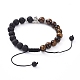 Natürliche Lava Rock & Tiger Eye Perlen verstellbare geflochtene Armbänder BJEW-JB04987-07-4