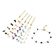 Fußkettchen aus Perlen mit gemischten natürlichen Edelsteinsplittern und vakuumbeschichteten goldenen 304 Edelstahlketten für Damen AJEW-Z008-02-1