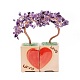 Árbol del dinero del corazón decoraciones de exhibición de bonsái de amatista natural DJEW-G027-16RG-01-1