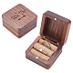 PandaHall We Do Ring Bearer Box Wooden Engraved Ring Box Rustic Wedding Ring Holder Double Round Ring Box for Marriage Decorative Vitage Beach Theme Wedding CON-WH0083-13-1