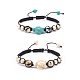 2 Stück 2-farbiges Armbandset mit geflochtenen Perlen aus synthetischem Türkis (gefärbt) BJEW-JB08380-1