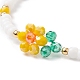 Glass Braided Flower of Life Link Bracelet with Natural Pearl Beaded Bracelet for Women BJEW-TA00173-4