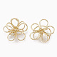 Brass Wire Beads, Real 18K Gold Plated, Flower, 14.5x15.5x6mm