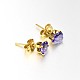 Golden Jewelry 304 Stainless Steel Pave Cubic Zirconia Heart Ear Studs X-EJEW-L096-6mm-06-2