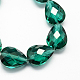 Faceted Teal Transparent Glass Drop Bead Strands X-GLAA-S002-14x10mm-06-1