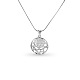 TINYSAND 925 Sterling Silver Hollow Flat Round Rhinestone Pendant Necklaces TS-N157-S-16-1