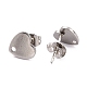 Risultati dell'orecchino a bottone in acciaio inossidabile a forma di cuore 304 EJEW-O104-13P-2