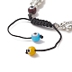 Bracelet de perles tressées en verre et en alliage de mauvais œil coloré au chalumeau pour femme BJEW-JB09267-02-5