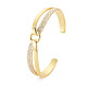Cubic Zirconia Ring Shape Open Cuff Bangle BJEW-S141-021-3