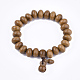 Bracelets de perle de mala en bois BJEW-T009-13A-1