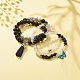 Ensemble de bracelets extensibles en perles de pierres précieuses mélangées naturelles et synthétiques de style 4pcs 4 BJEW-JB08189-2