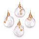 Colgantes de perlas keshi de perlas barrocas naturales PEAR-N020-L38-1