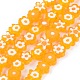 手作りミッレフィオーリガラスビーズ連売り  花  オレンジ  6.4~9x3.2mm  穴：1mm  約56個/連  15.75''（40センチメートル） LAMP-J035-8mm-08-1