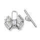 Brass Pave Clear Cubic Zirconia Toggle Clasps KK-G474-04P-1