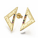 Brass Micro Pave Colorful Cubic Zirconia Stud Earrings EJEW-S208-036-1