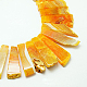 天然石クラック瑪瑙ビーズ連売り  染め  長方形  オレンジ  25~60x16~28x6mm  穴：2mm  約25個/連  17.1インチ G-D076-6-2
