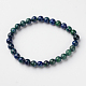 Bracelets extensibles en perles rondes en chrysocolle naturelle et lapis-lazuli (teinté) BJEW-L594-D03-1