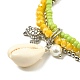 3 braccialetti elasticizzati da donna in vetro placcato e conchiglia in 3 colori BJEW-TA00381-4