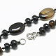 Natural Black Agate Beaded Necklaces NJEW-S394-02-2