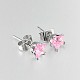 Lady's 304 Stainless Steel Pave Cubic Zirconia Star Ear Studs X-EJEW-L094-8mm-02-2