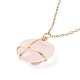 Copper Wire Wrapped Natural Rose Quartz Heart Pendant Necklaces NJEW-JN03970-01-2