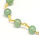 Natural Gemstone Round Beads Handmade Golden Brass Chains G-A126A-6mm-04-2