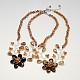 Flower Glass Beads Bib Statement Necklaces NJEW-P102-76A-1