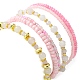 4 Uds. Conjunto de pulseras elásticas con cuentas de vidrio y cuarzo rosa natural de 4 estilos BJEW-JB09606-02-2