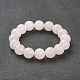Naturelle quartz rose de perle bracelets extensibles BJEW-A117-E-11-2
