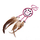 鶏の羽の手作り編みネット/ウェブと羽の大きなペンダント  天然木ビーズ付き  綿とワックスコード  笑顔  ミックスカラー  200~230x65x3~8mm AJEW-S080-004-3