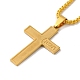 Kreuz mit Wort Jesus 201 Halskette mit Edelstahlanhänger und eisernen Kastenketten NJEW-D048-03G-2
