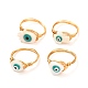 女の子の女性のためのナザールボンジュウナチュラルシェルフィンガー指輪  ゴールデンブラスリング  混合形状  ホワイト  usサイズ6 3/4(17.1mm) RJEW-JR00394-1