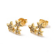 Rack Plating Brass Micro Pave Clear Cubic Zirconia 3 Star Stud Earrings EJEW-F301-21-2