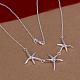 Popular Silver Color Plated Brass Three Starfish Pendant Necklaces For Women NJEW-BB12778-2