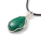 Synthetic Malachite Teardrop Pendant Necklaces Set with Waxed Cords for Women NJEW-TA00034-04-4