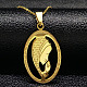 304ステンレス鋼ペンダントネックレス  聖母マリアのチャーム付きオーバル  ゴールドカラー  20.00インチ（50.8cm） NJEW-P293-01G-1