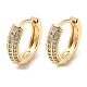 Brass with Clear Cubic Zirconia Hoop Earrings EJEW-B035-33KCG-1
