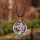 Плоские круглые стеклянные ожерелья с подвеской в виде сухоцвета и дерева внутри FS-WG87A6D-15-1