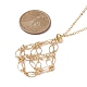 Brass Chains Macrame Pouch Empty Stone Holder for Pendant Necklaces Making NJEW-JN04475-03-5
