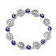 Lampwork mauvais œil et bracelet extensible perlé en alliage BJEW-JB09671-3