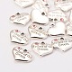 Wedding Theme Antique Silver Tone Tibetan Style Alloy Heart with Mother of the Groom Rhinestone Charms X-TIBEP-N005-17C-2