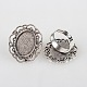 Vintage Adjustable Iron Flower Finger Ring Components Alloy Cabochon Bezel Settings PALLOY-O036-19AS-1