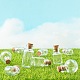 丸いガラス瓶10本  コルクプラグ付き  丸カンと鉄ネジアイピン  DIYウィッシングボトル用  透明  2x2.45cm  穴：5.5mm  容量：2.5ml（0.08fl.oz）  5スタイル  2個/スタイル CON-FS0001-01-5